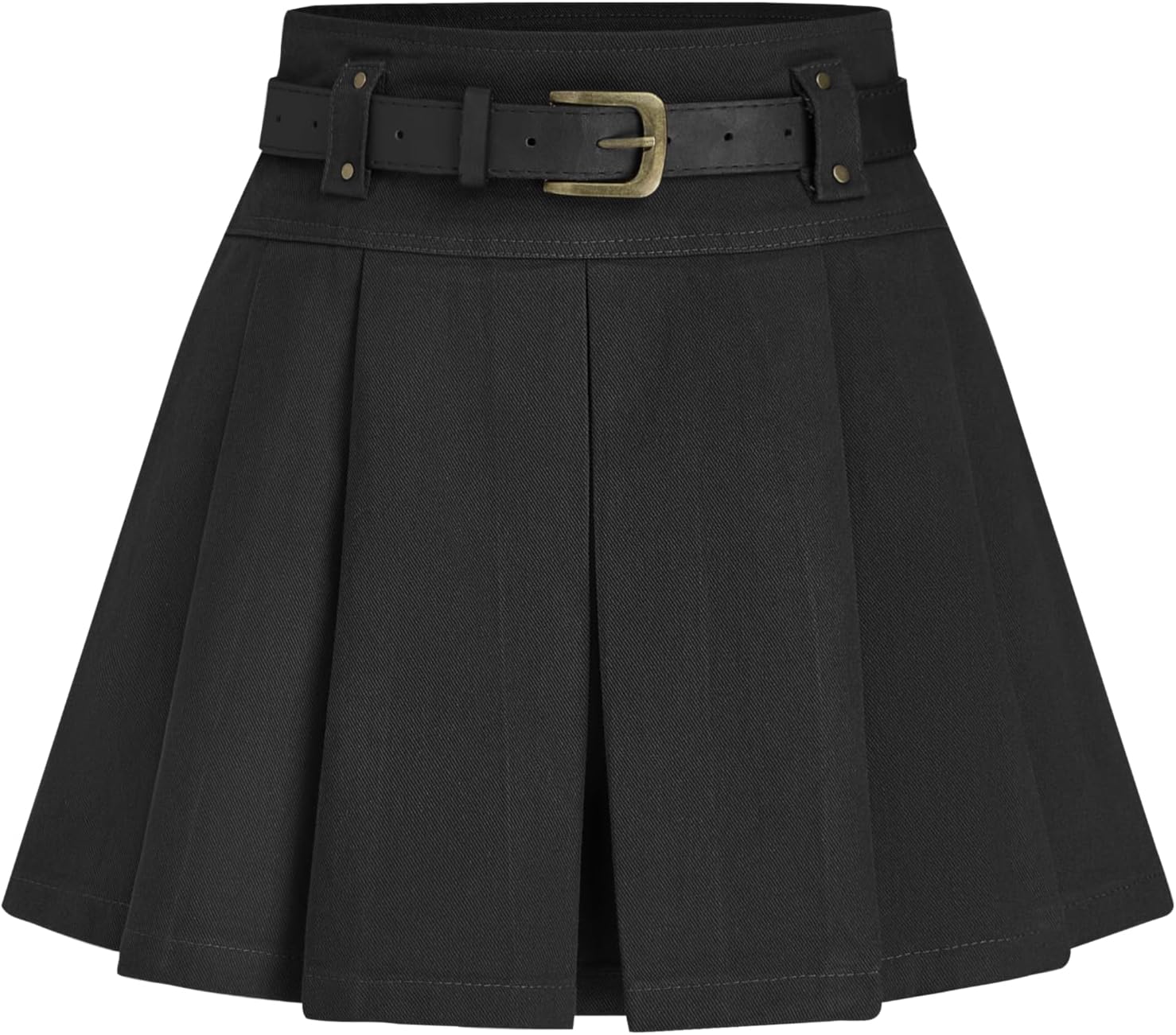 CIDER Mid Waist Solid Pleated Skort with Belt