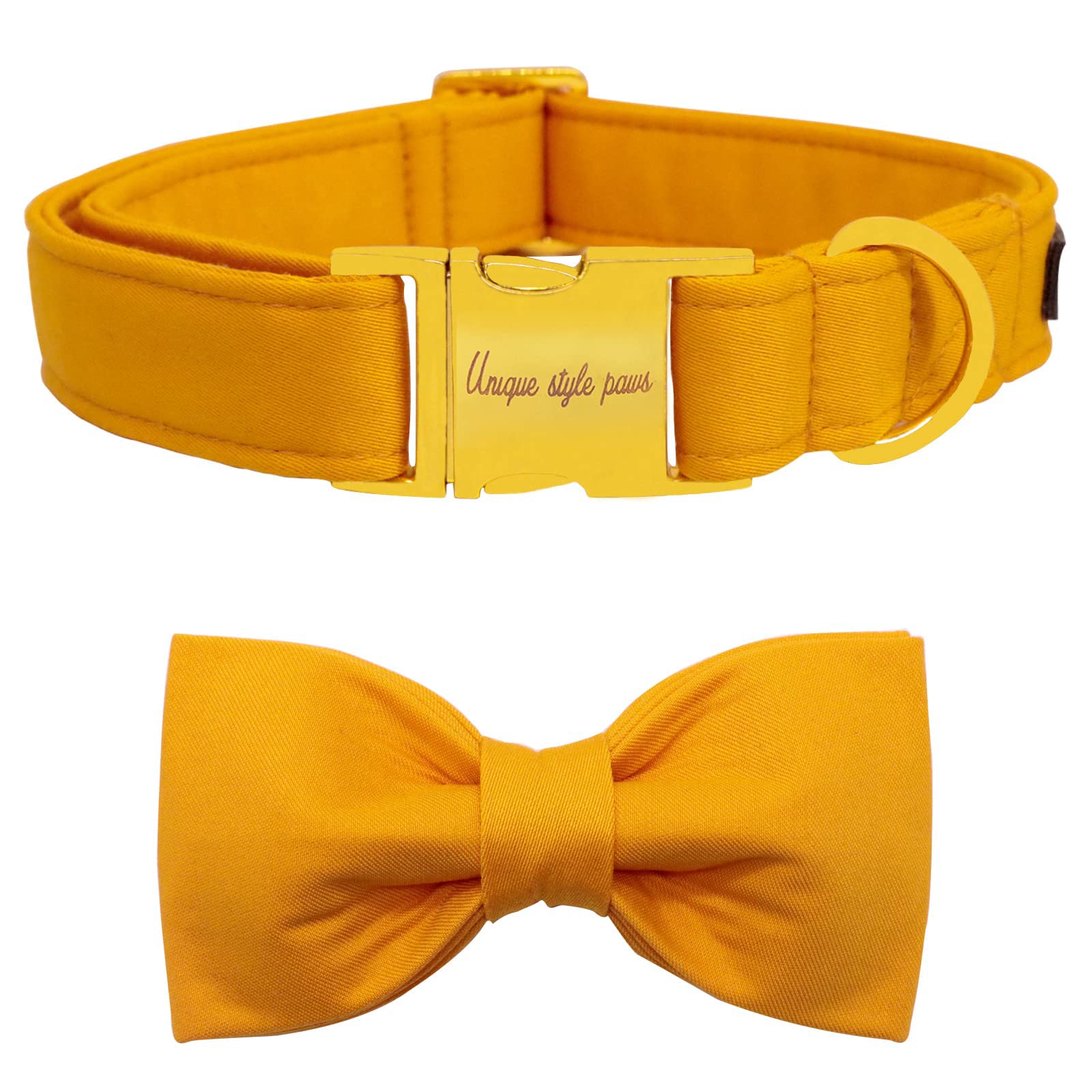 Unique style paws Hundehalsband mit Fliege, Weiches Baumwoll Halsband mit Verstärkter Goldener Metallschnalle Bequemes und Verstellbares Halsband für Kleine, Mittelgroße Hunde und Katzen