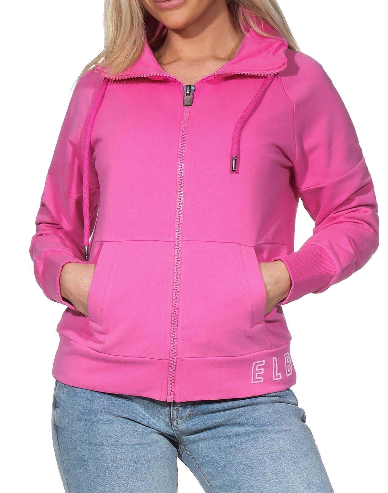 Elbsand Damen Sweatjacke High Neck Damenjacke mit Kragen ESWAina