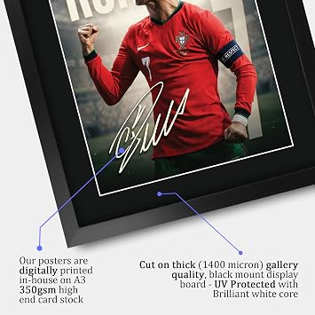 HWC Trading Cristiano Ronaldo Portugal Gifts Printed Signed Autograph Picture for Football Fans and Supporters (ID-000195) - A3 Framed