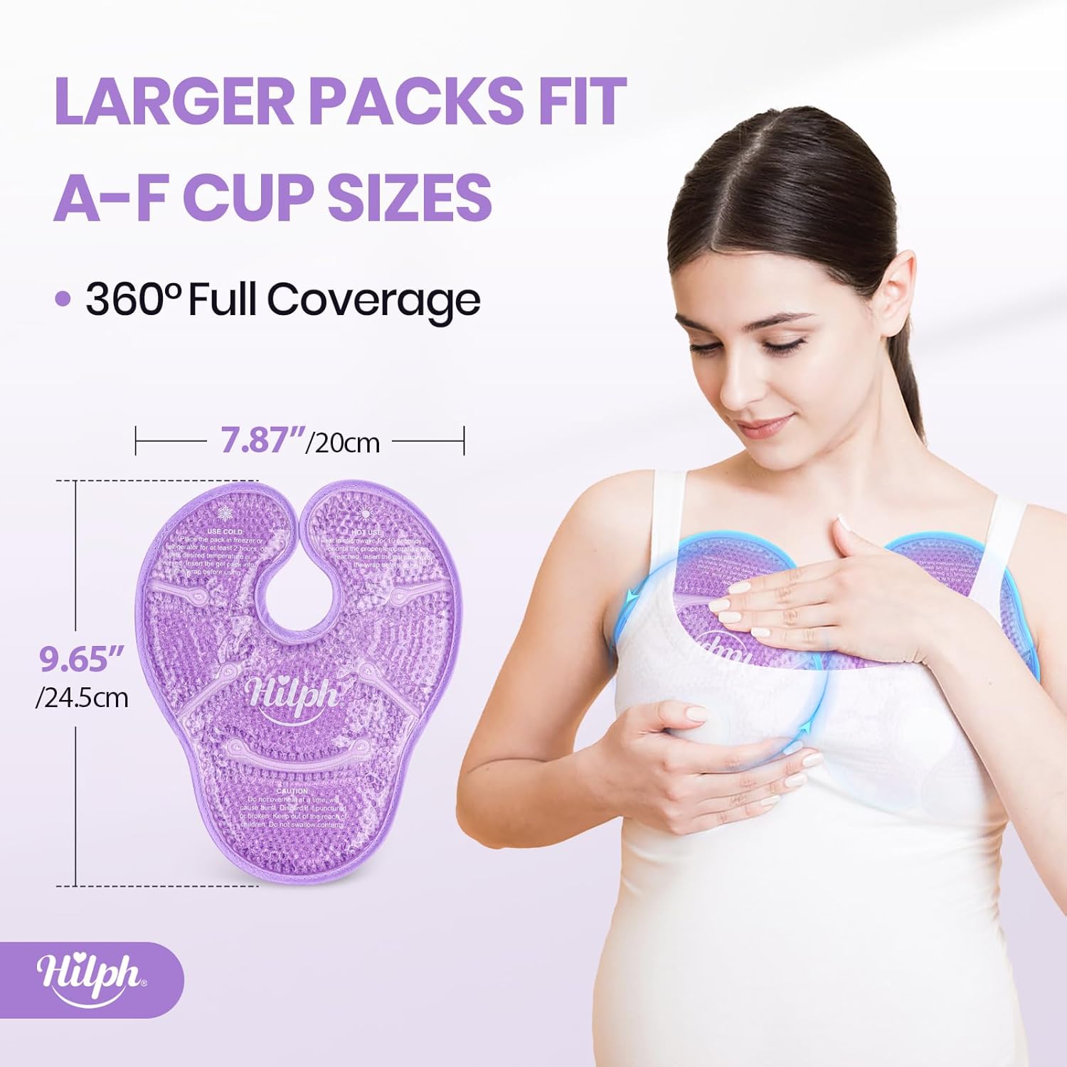 Hilph 2 Pack Larger Breast Ice Packs for Engorgement with Extended Coverage, Dual-Sided Hot Cold Therapy Pad for Breastfeeding, Post-Surgery, Mastitis & Nipple Relief, Great Gift for New Moms - Image 3