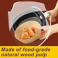 Vista 5 de Forro de papel desechable para freidora de aire, tamaño grande de 8 pulgadas, antiadherente, desechable, papel de hornear para freidora de aire, a