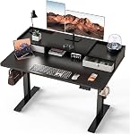 Kingant Standing Desk Height Adjustable Small Electric Stand Up Desks [35 x 20 Inch] - Ergonomic Sit Stand Desk Rising Desks for Home Office Computer Desk Stand Desk Workstation with Cable Management
