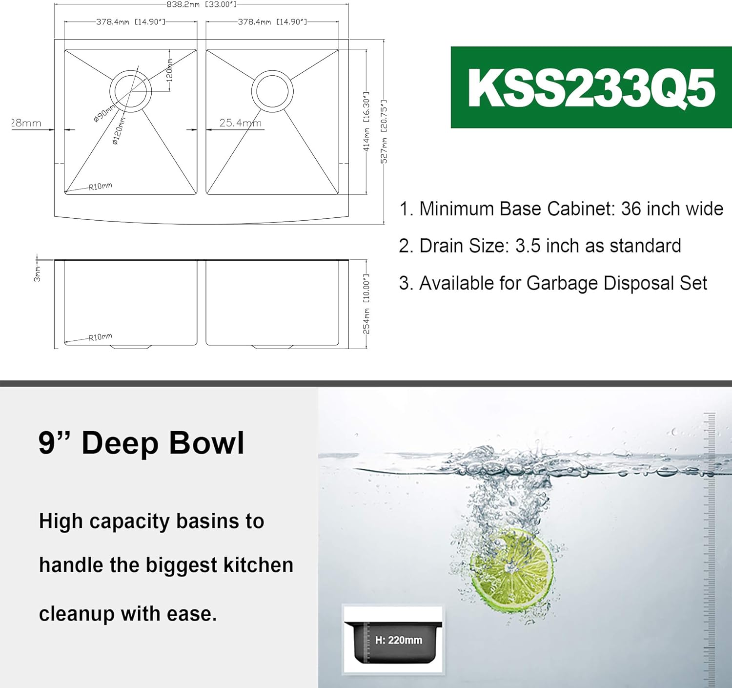 Rеvіеw Dіѕсоunt Double Farmhouse Sink - Kichae 33x20 Kitchen Sink Apron Front 50/50 Stainless Steel 18 Gauge Double Bowl Farm Kitchen Sink