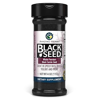 Amazing Herbs Whole Premium Black Cumin Seed Nigella Sativa - 3 oz Bottle | Seeds, Organic, Gluten-Free, Non-GMO, for Men & Women, Supports Normal Cardiovascular Health, Digestion
