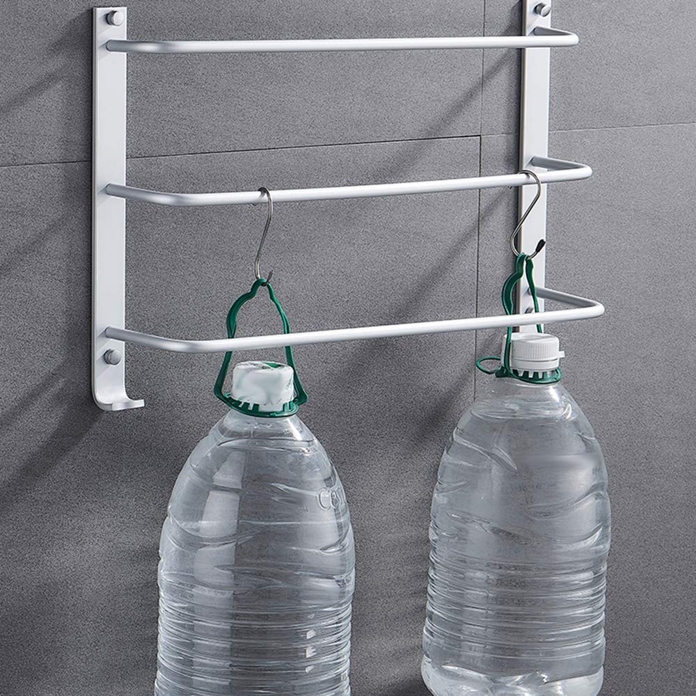 Toallas de Pared, Toallero de Pared de Aluminio de 3 Capas con Gancho, Plateado, 60 cm