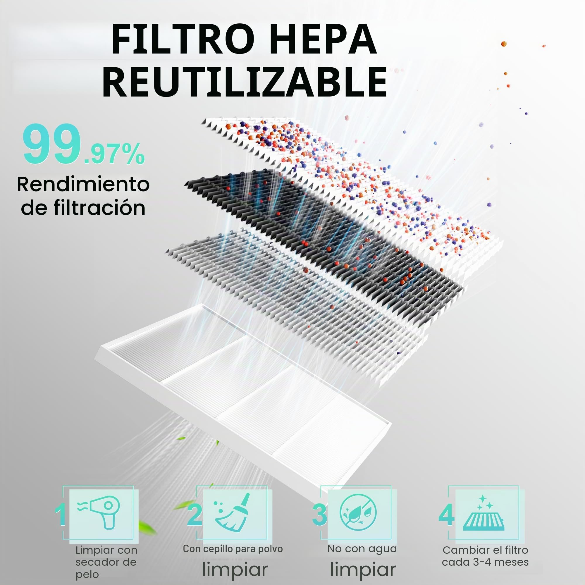L'UGX 608S - Aspirador profesional de polvo para uñas, 650 Pa, 4500 rpm, motor sin escobillas, silencioso, para manicura y pedicura, incluye 30 papeles de filtro