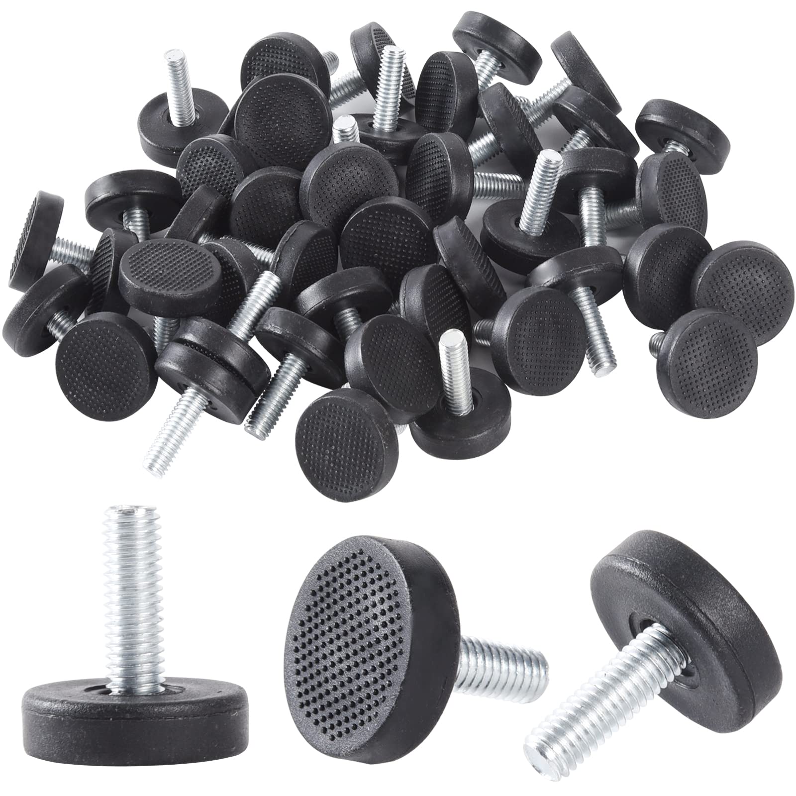 CGHHUI 28 PCS M6 Thread Adjustable Furniture Levelers, Galvanized Steel Levelers Screw for Furniture Legs, Threaded Leveling Feet Glides for Table Legs, Chair Legs, Cabinet and Sofa Legs