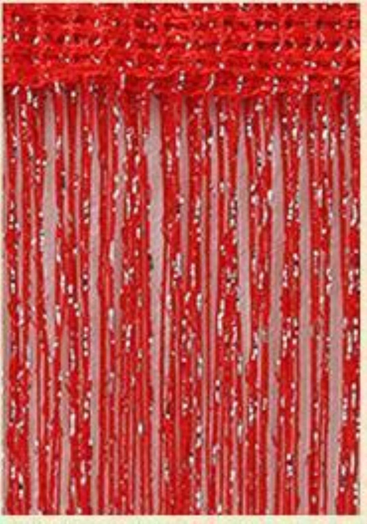 3x2.6m Chaîne Rideau Brillant Gland Ligne Rideaux Fenêtre Porte Diviseur Drapé Salon Décor Cantonnière-Rouge,250x260cm