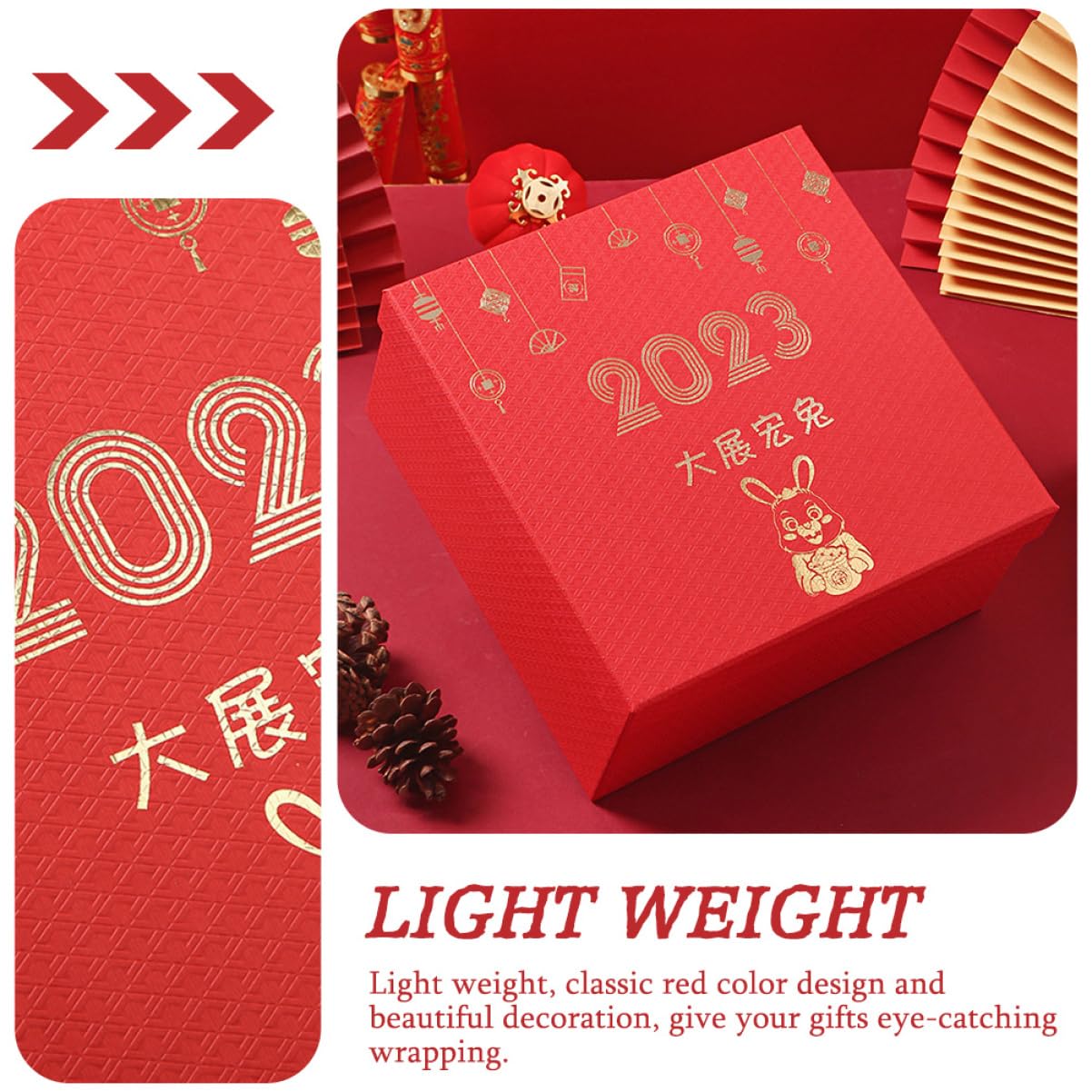 PRETYZOOM 3 Pz Confezione Di Capodanno 2023 Favore Decorazioni Dell'anno Caramelle Dell'anno Scatole Bianche Per Deposito Natalizio Adesivo Caramelle Anno Lunare Adornare Rosso Carta