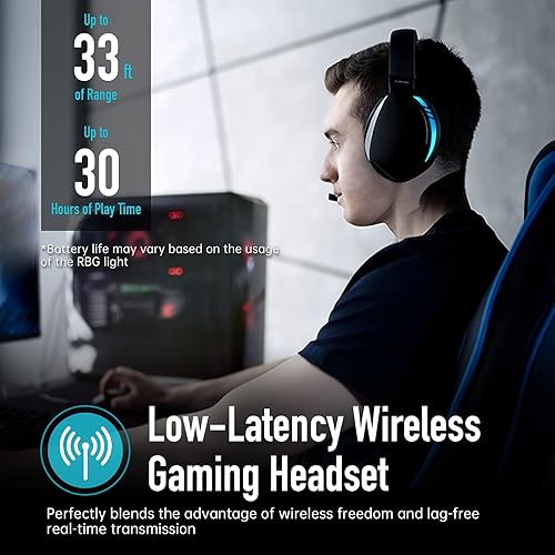 Miniatura 3 de KOFIRE UG-06 Wireless Gaming Headset for PS4 PS5 PC, 30H Playtime, Low Latency, Noise Cancelling Over Ear Bluetooth Gaming Headphones with Dual Mic,