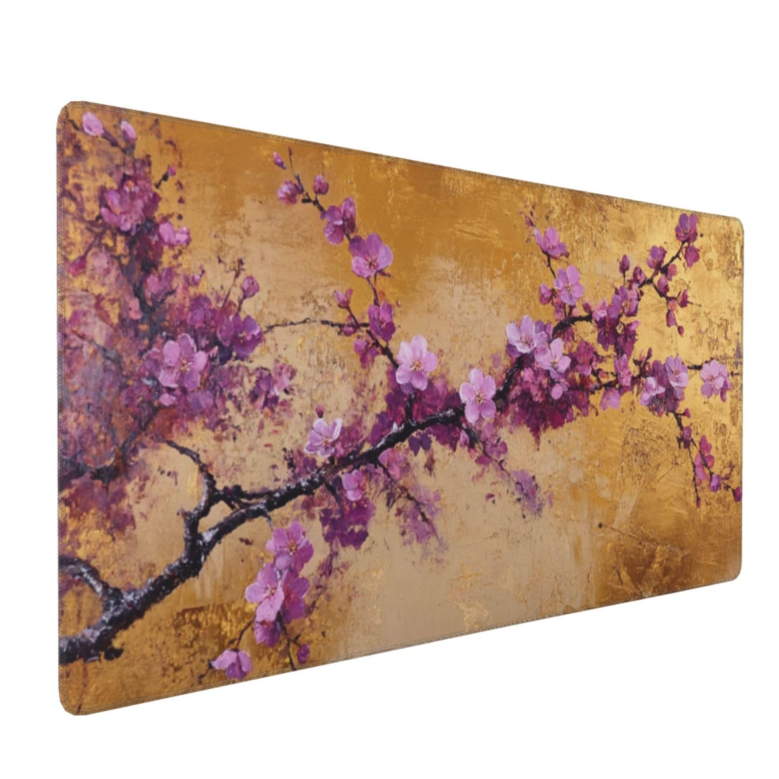Tappetino Mouse XXL Fiore & Viola, 100 x 50 cm Tappetino da Scrivania G452 | Tappetino per Mouse, Base in Gomma Antiscivolo, Superficie Impermeabile, Bordi Cuciti, Tappetino Scrivania per Ufficio, Gioco