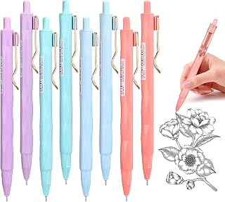 Funnasting Retractable Gel Pens for Writing, 8PCS Black Ink Gel Pens, 0.5mm Fine Point Smooth Writing Cute Pens, Ballpoint Pens Office Supplies for School Office Home