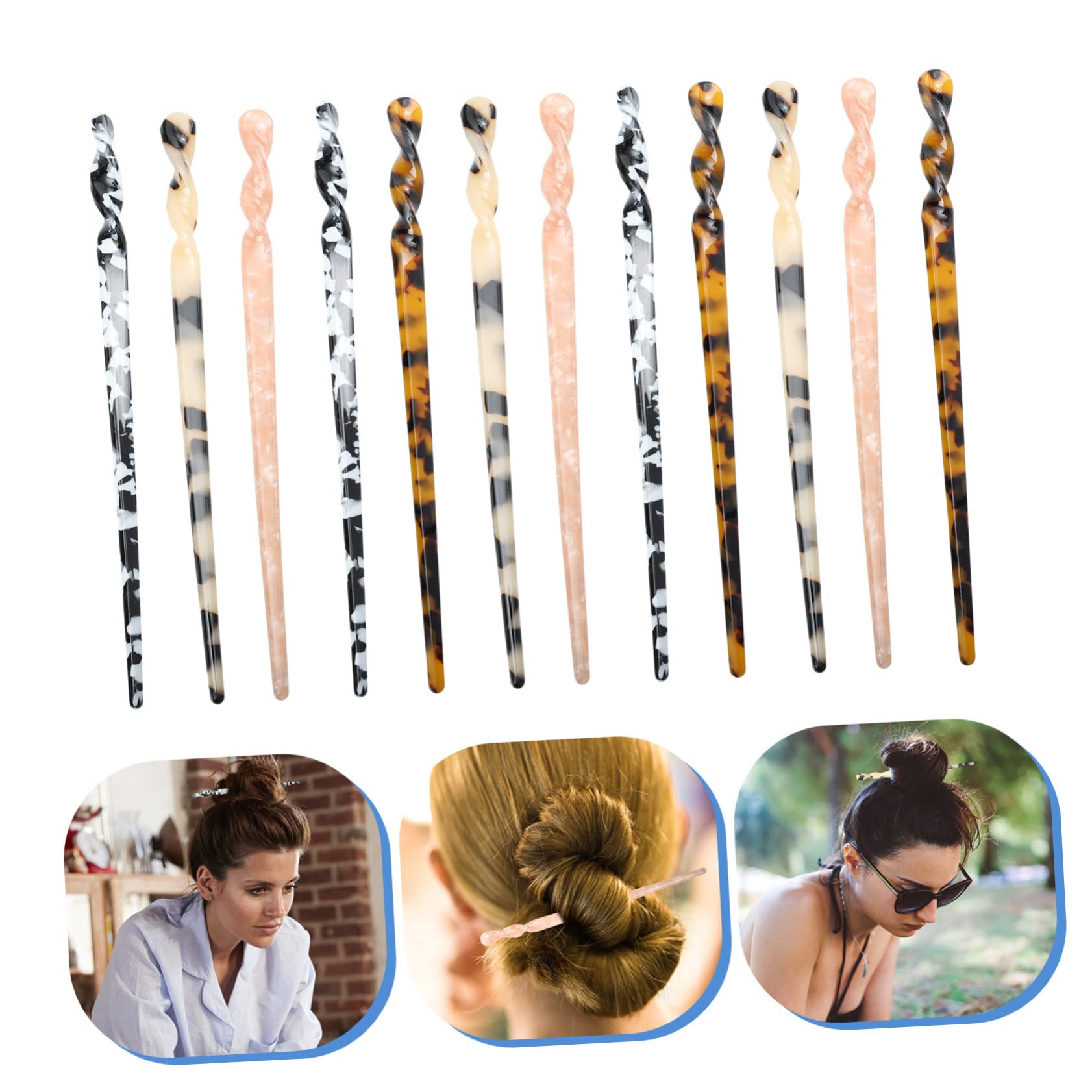 MAGICLULU Stk Haarnadel Haarschmuck Haar Klammern Haarstäbchen aus Acetat Haarstäbchen für Brötchen Haarspangen Essstäbchen Damenhaarstäbchen Haargabelstöcke für Frauen Jahrgang Haarstock