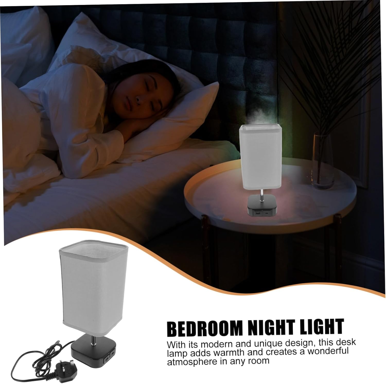 jojofuny Led Touch Charging Table Lamp USB Port Brightness Nightstand Light for Bedroom Decor Night Light Eye-Caring Design for Study and Relaxation