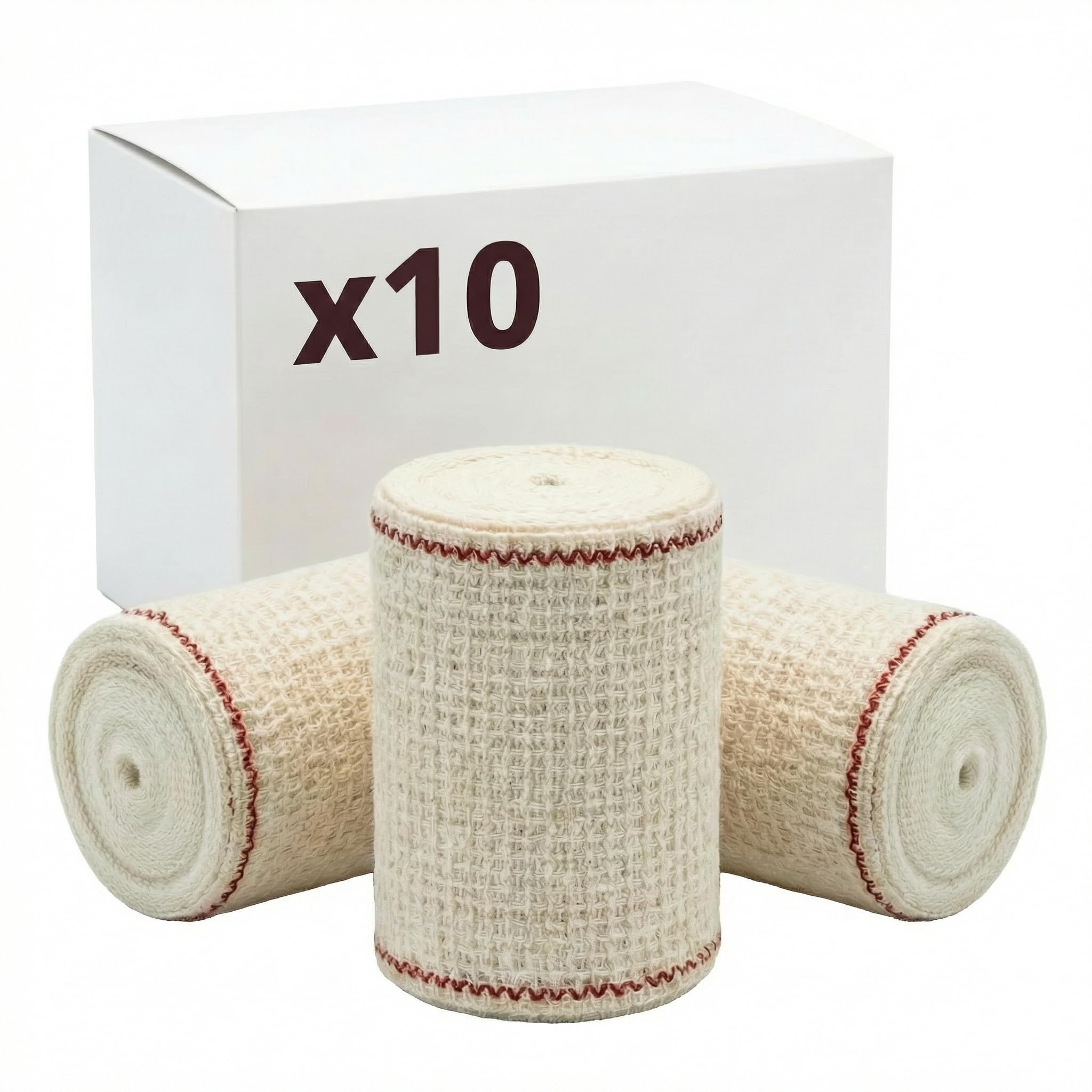 KMINA Venda de Crepe Elastica (10 unidades) 5 cm x 4 m Algodon Transpirable y Lavable para Soporte y Fijacion