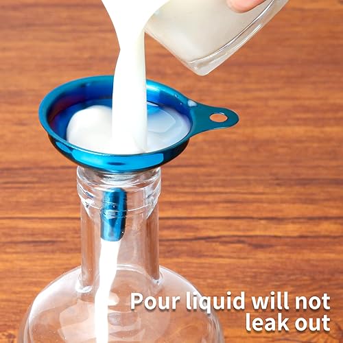 Miniatura 5 de Snailhouse Embudos pequeños, paquete de 3 embudos de acero inoxidable para alimentos con cepillo de limpieza para llenar botellas y uso en la