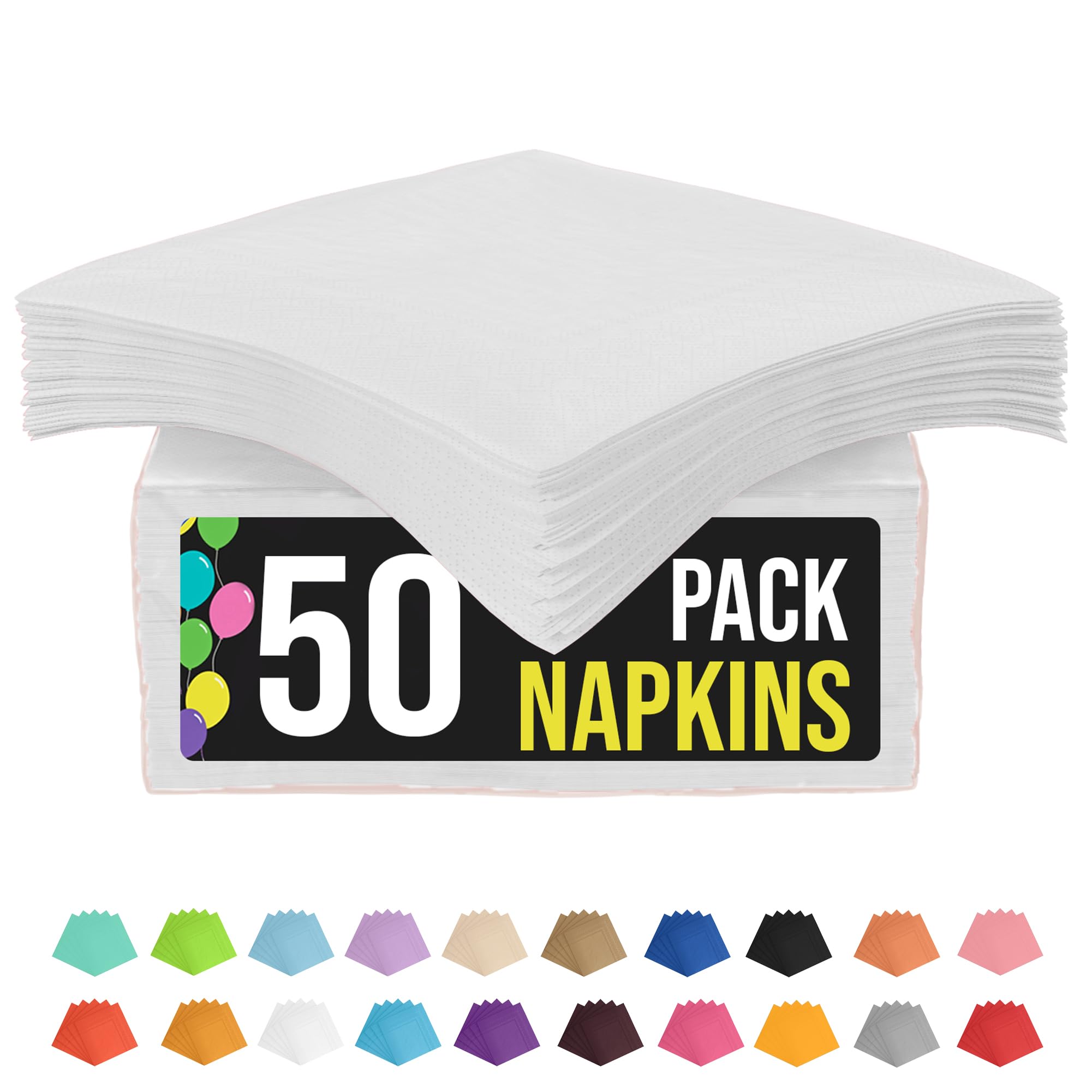 Party Solids White Napkins Disposable Everyday 50 Pcs 2 Ply White Dinner Napkins Paper Everyday For Parties & Party Supplies