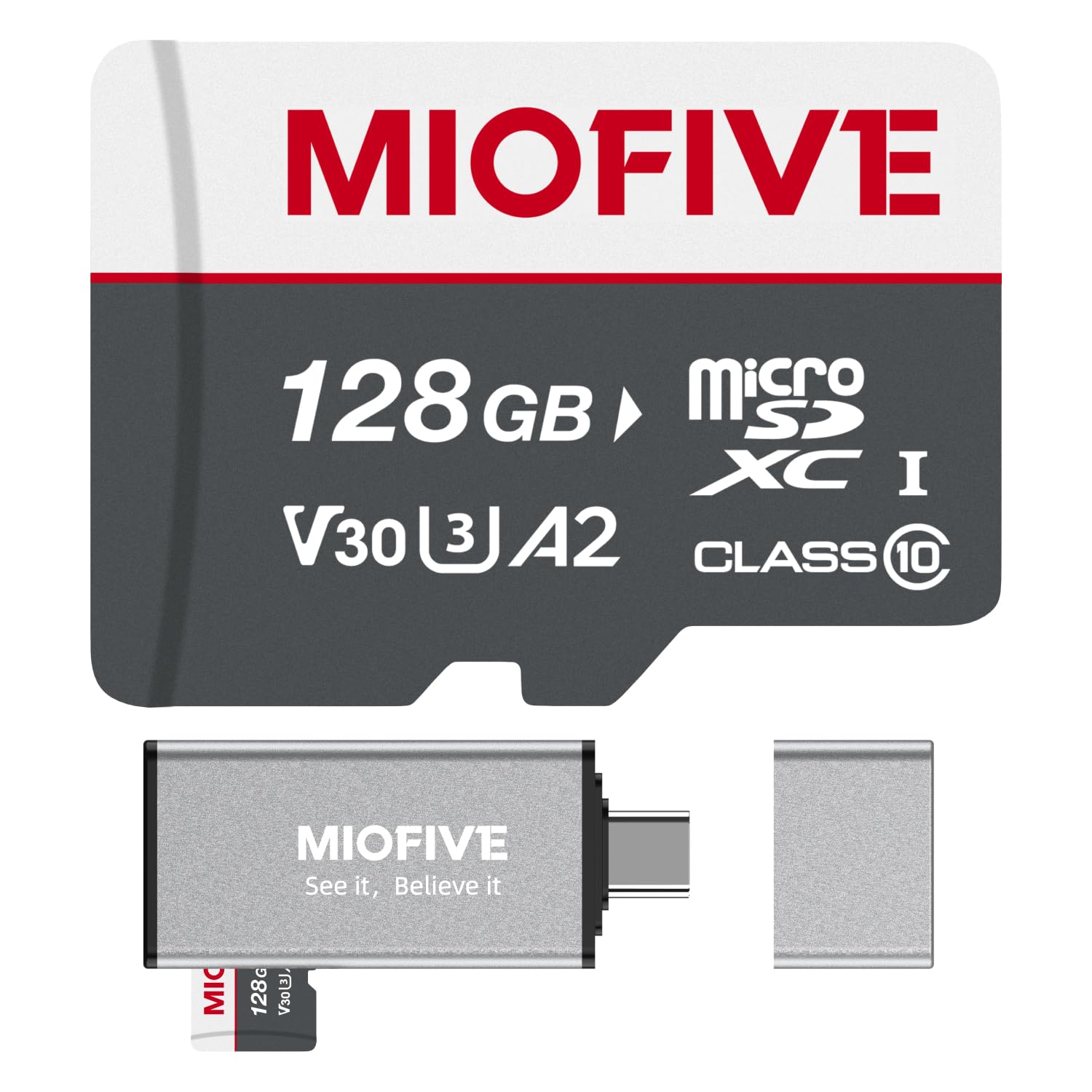 Tarjeta Micro SD 128GB Miofive con Lector USB C para Grabar Video 4K en Dashcam 8