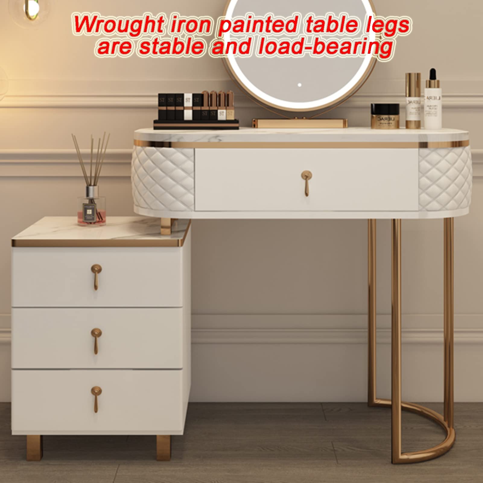 Livinity Kaptafel met licht Imola, Wit, 120 cm met LED-verlichting