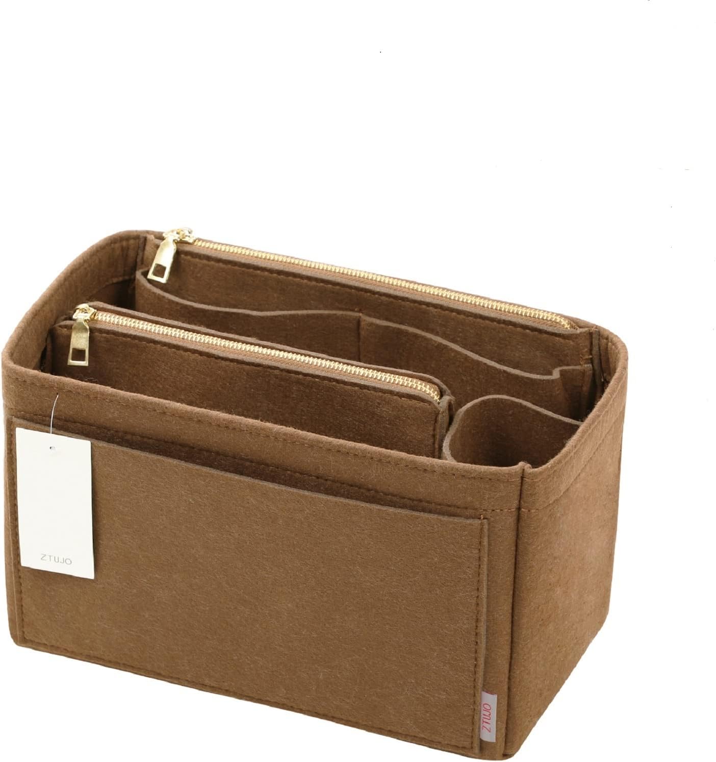 ZTUJO Purse Organizer, Felt Bag Organizer Insert For LV Speedy, Neverfull, Graceful, Tote, Handbag, Shaper, Lighting Coffee, X-Large
