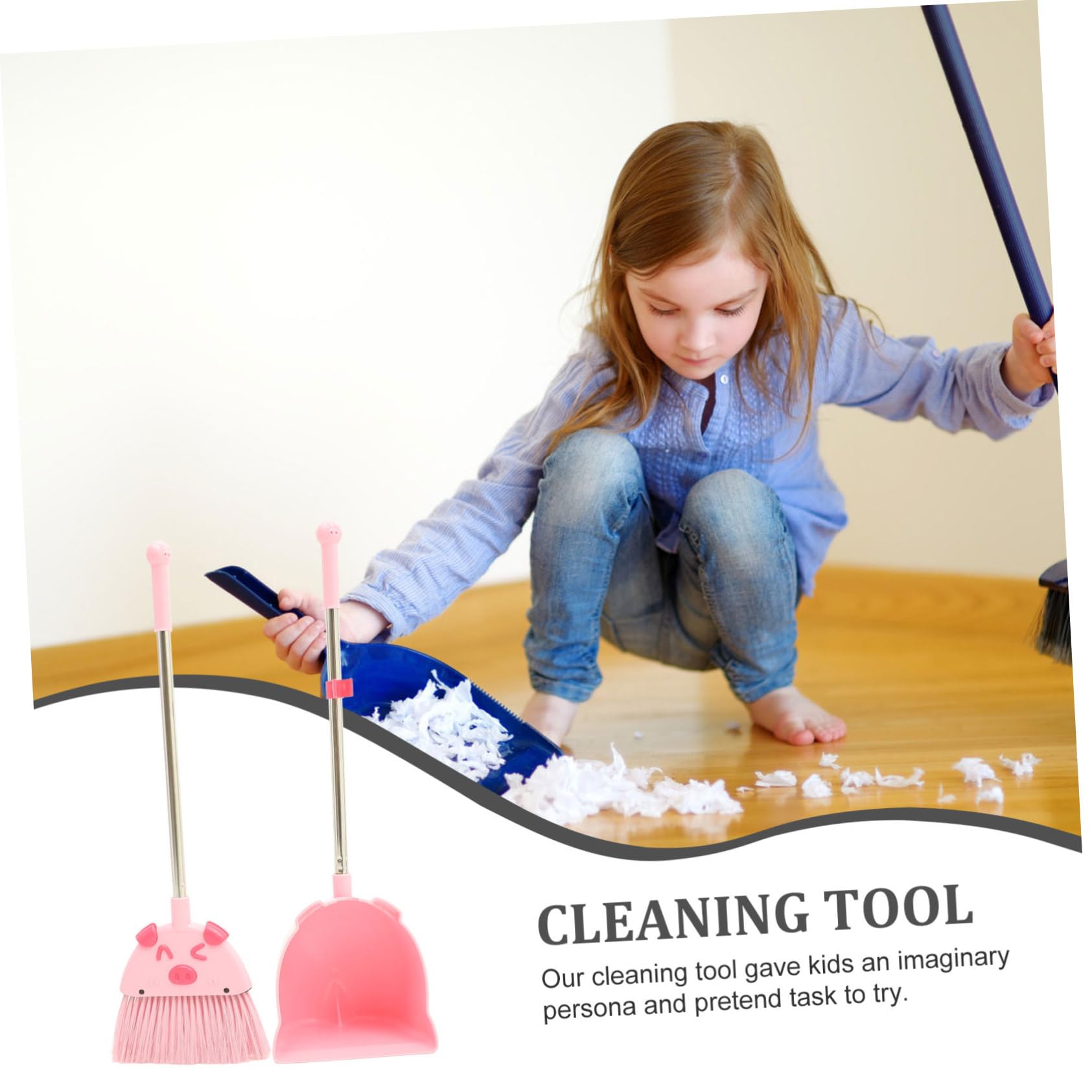 Juego de Escoba y Recogedor Rosa para Niños PP Pet