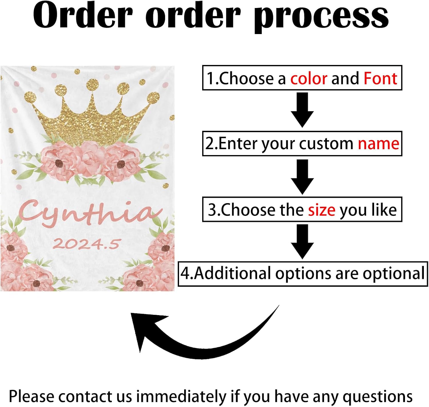 Personalized Baby Blanket with Name, Custom Baby Blankets for Girls Boy Kids, Customized Baby Stuff, Soft Flannel Blankets in Toddler Gifts for Christmas Birthday, Infant Newborn Shower Items
