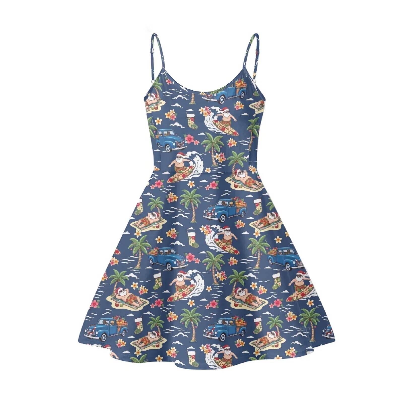 Women's Spaghetti Strap Dress Summer Casual Swing Sundress Girls Beachwear Swing Mini Dress