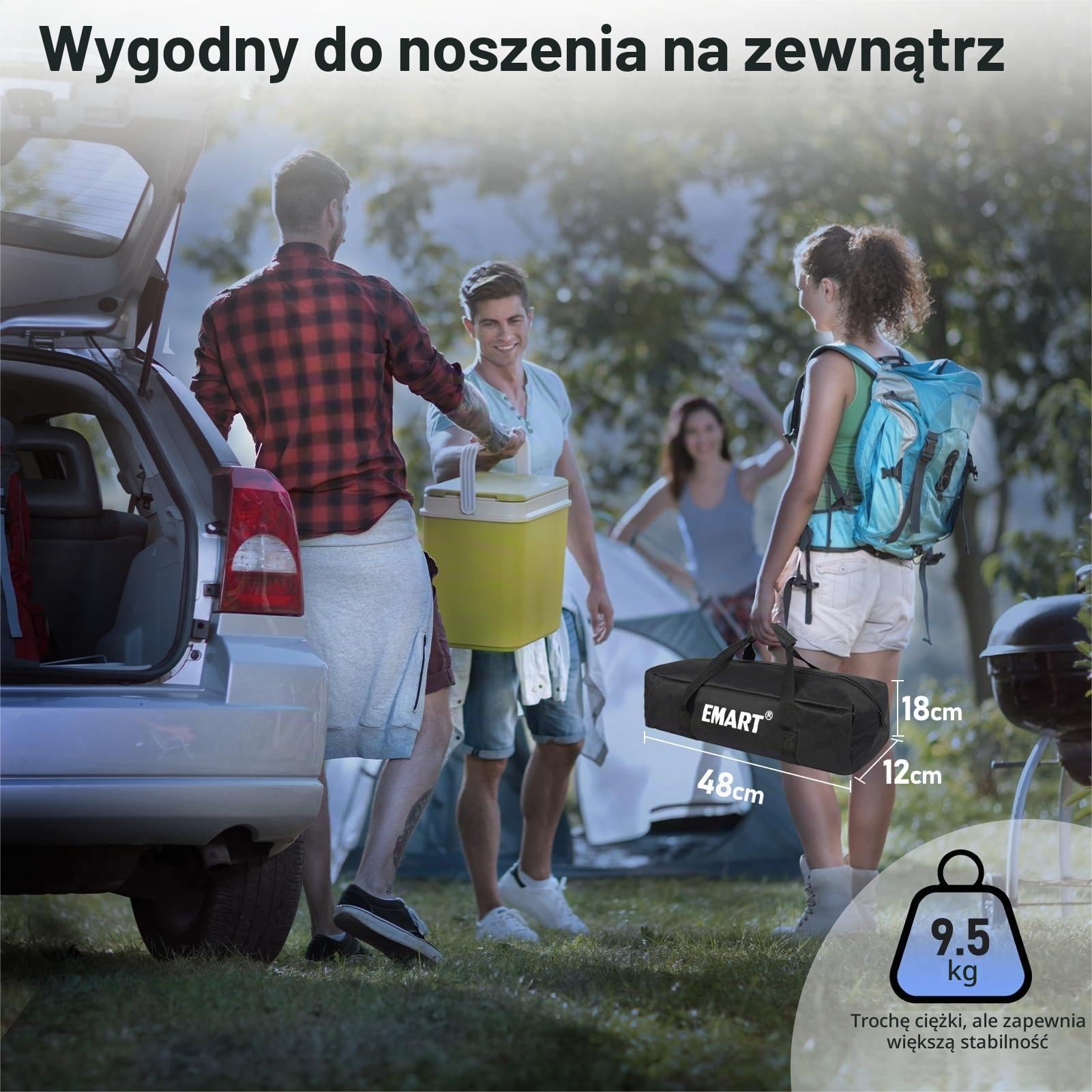 EMART Ekran projektora i stojak, przenośny ekran projekcyjny 120 cali