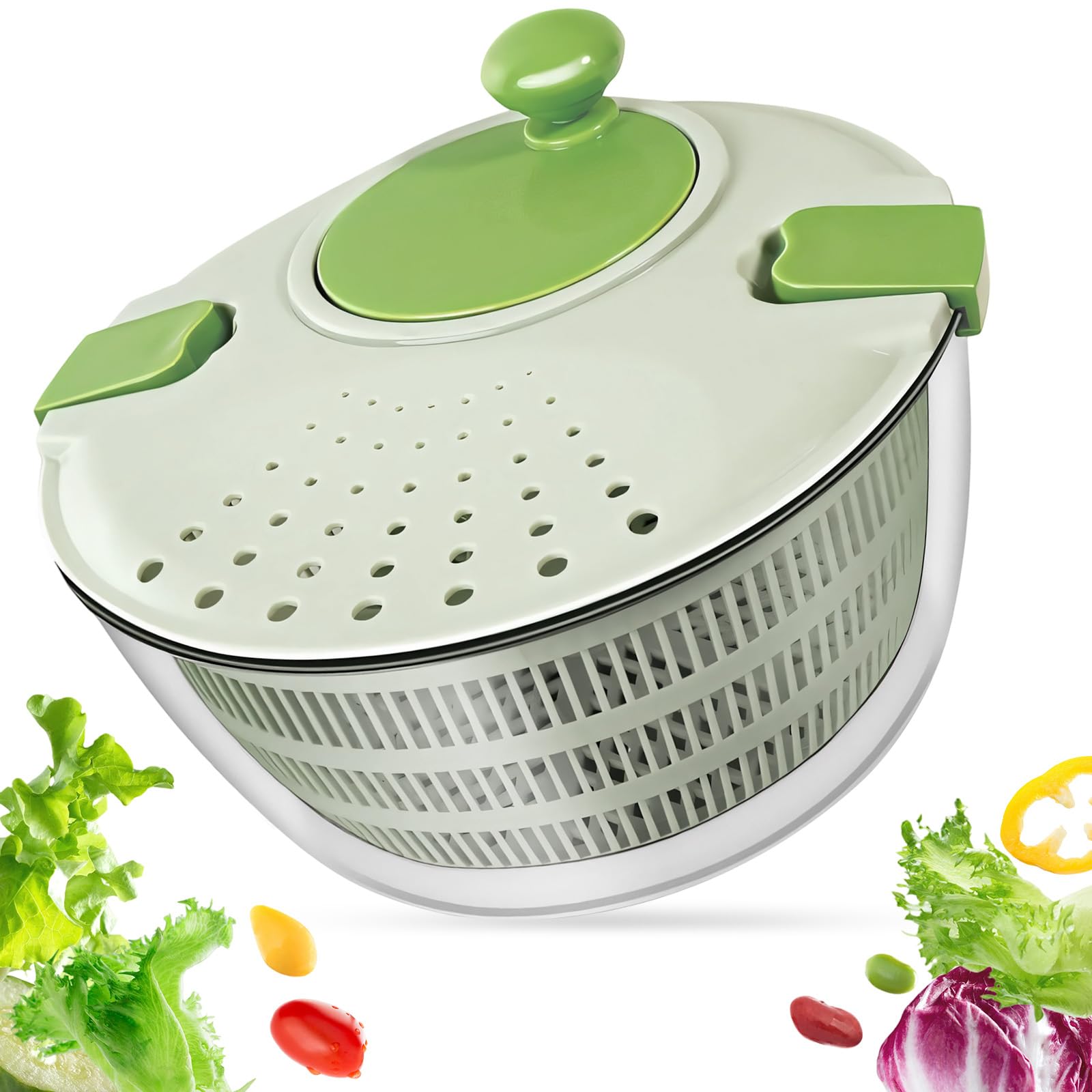 Centrifuga Insalata con Cestino Rete, Insalatiera Strizza Ciotola Scolapiatti Spinner Vegetale Multifunzione 4L, Lavatrice Asciuga Lava Verdure Frutta, Asciugatrice Rotatore Lattuga Manuale Cucina