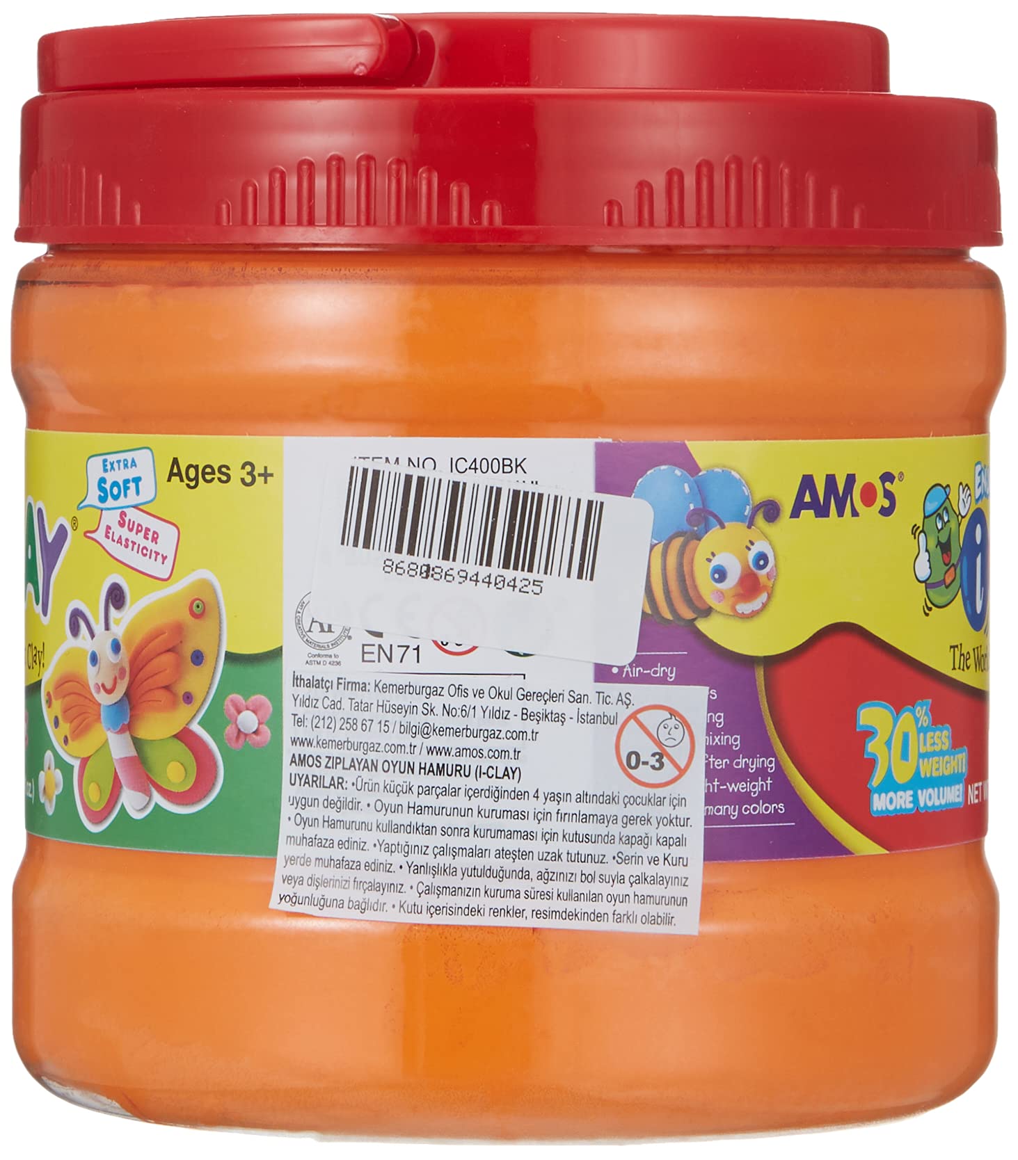 Amos Ic400Bk-Or Proje Hamuru I-Clay 400 Gr, Turuncu