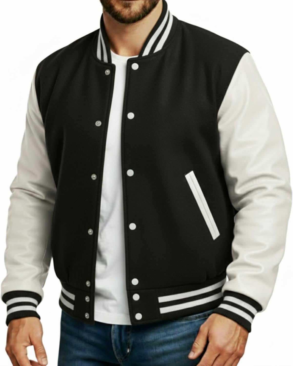 Premium Letterman Jacket Men - Wool Blend Leather Sleeves High School Varsity Jackets For Men