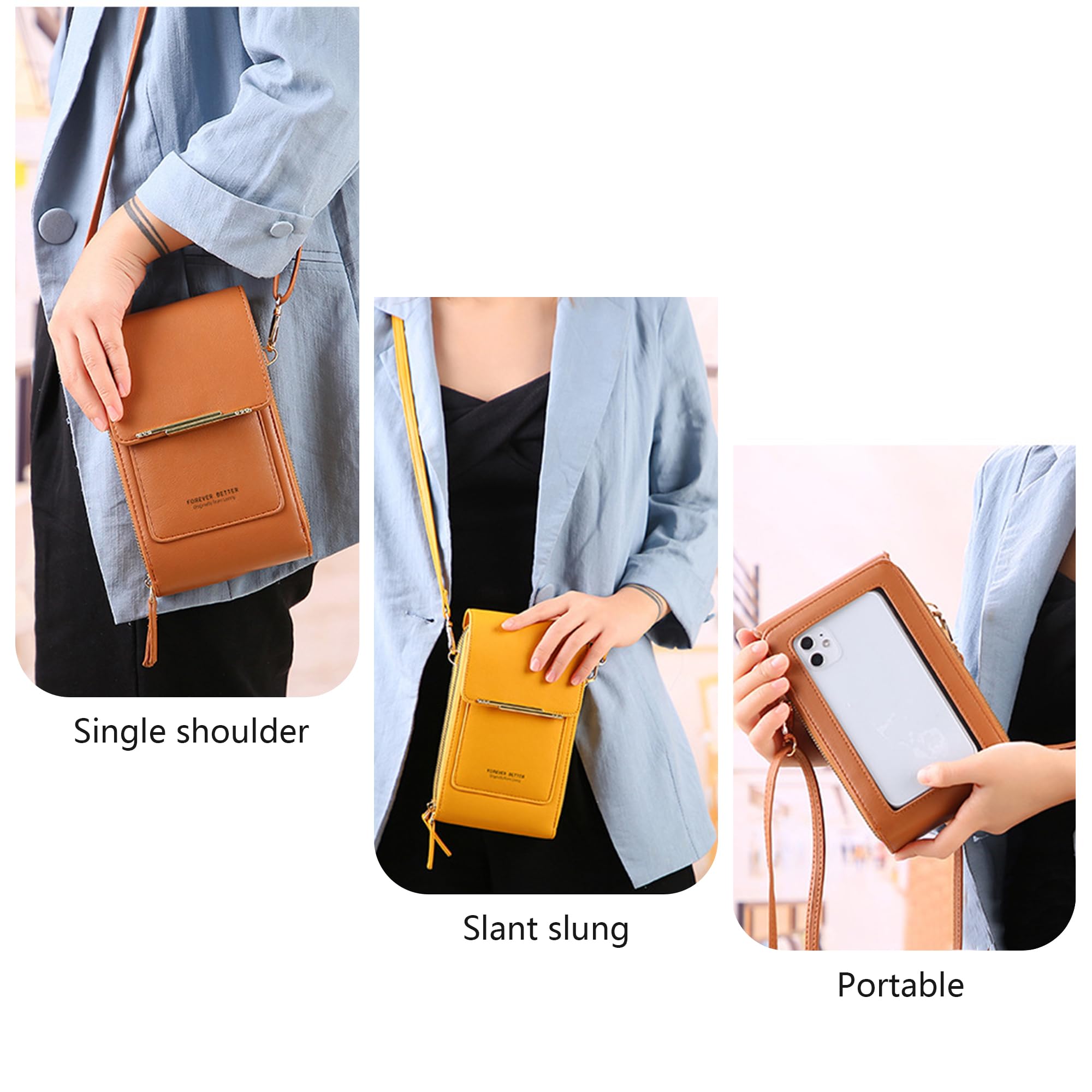 Pochette Telephone Portable en Cuir PU pour Femme, Sac Telephone Portable Petit Multifonctionnel avec Portefeuille, Pochette Portefeuille Femme pour Téléphones Jusqu'à 6,9" (gris)
