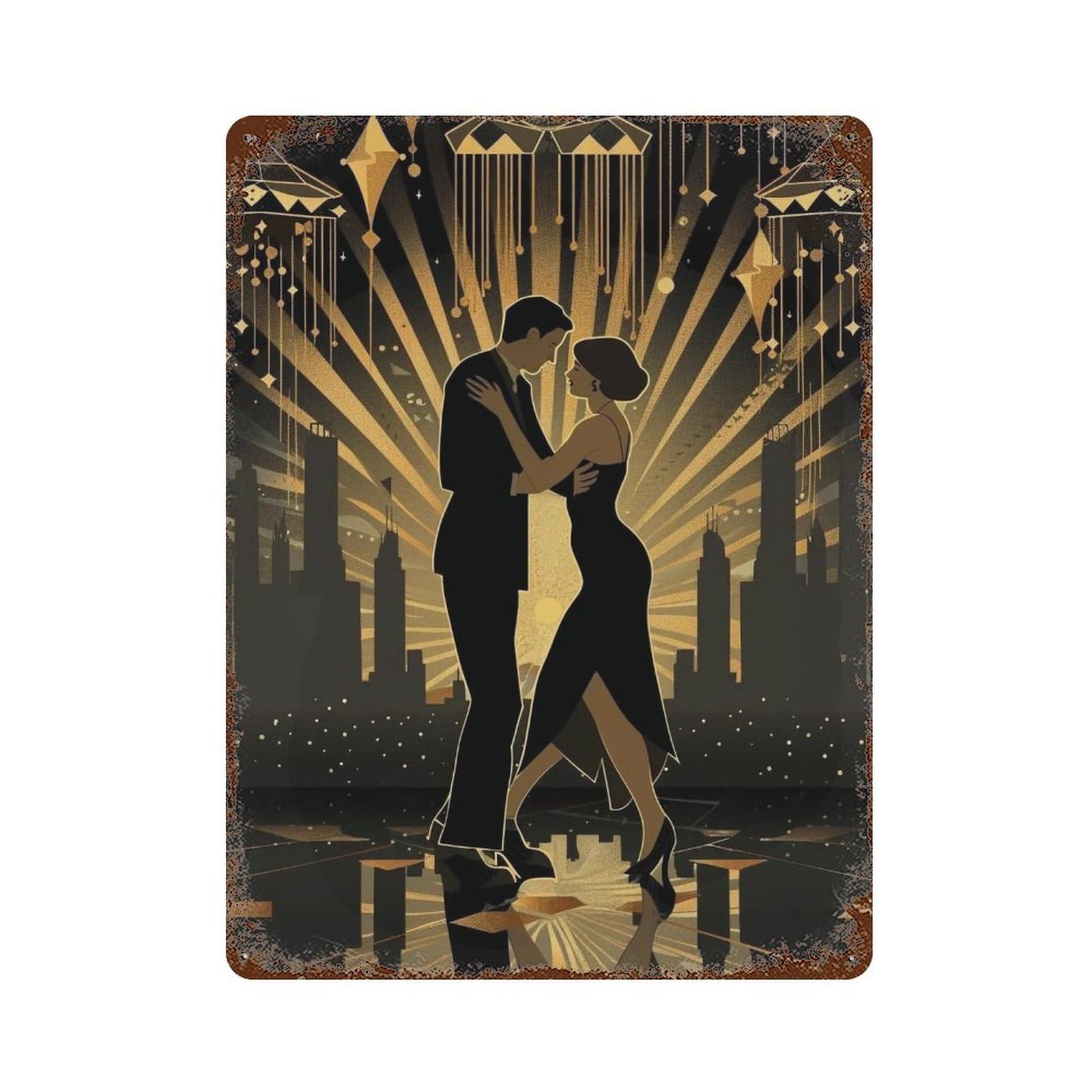 YHGERTKU 1920s Charleston Dancers 02 Wall Art Retro Iron Vintage Metal Tin Sign Poster Modern Decor for Living Rooms Gift 40x30cm