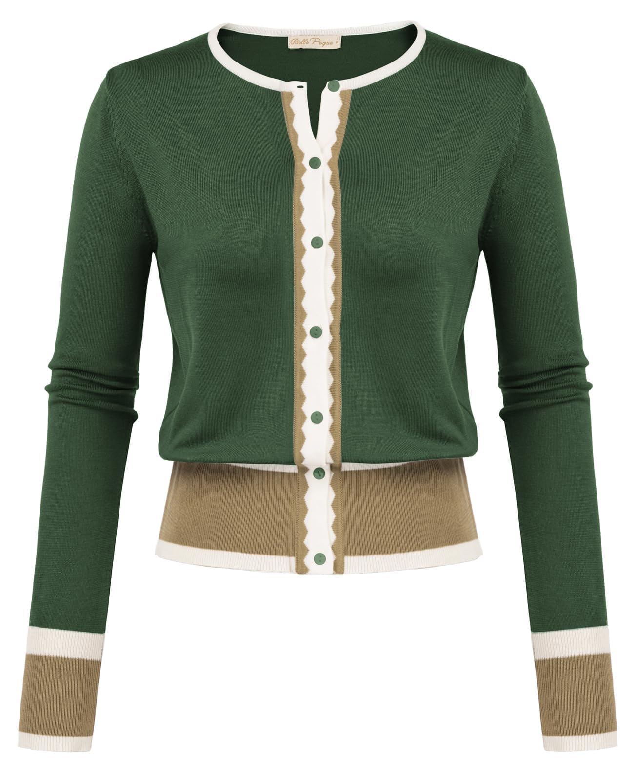 Belle Poque Damen Strickjacke Langarm Rundhals Cardigan Pullover