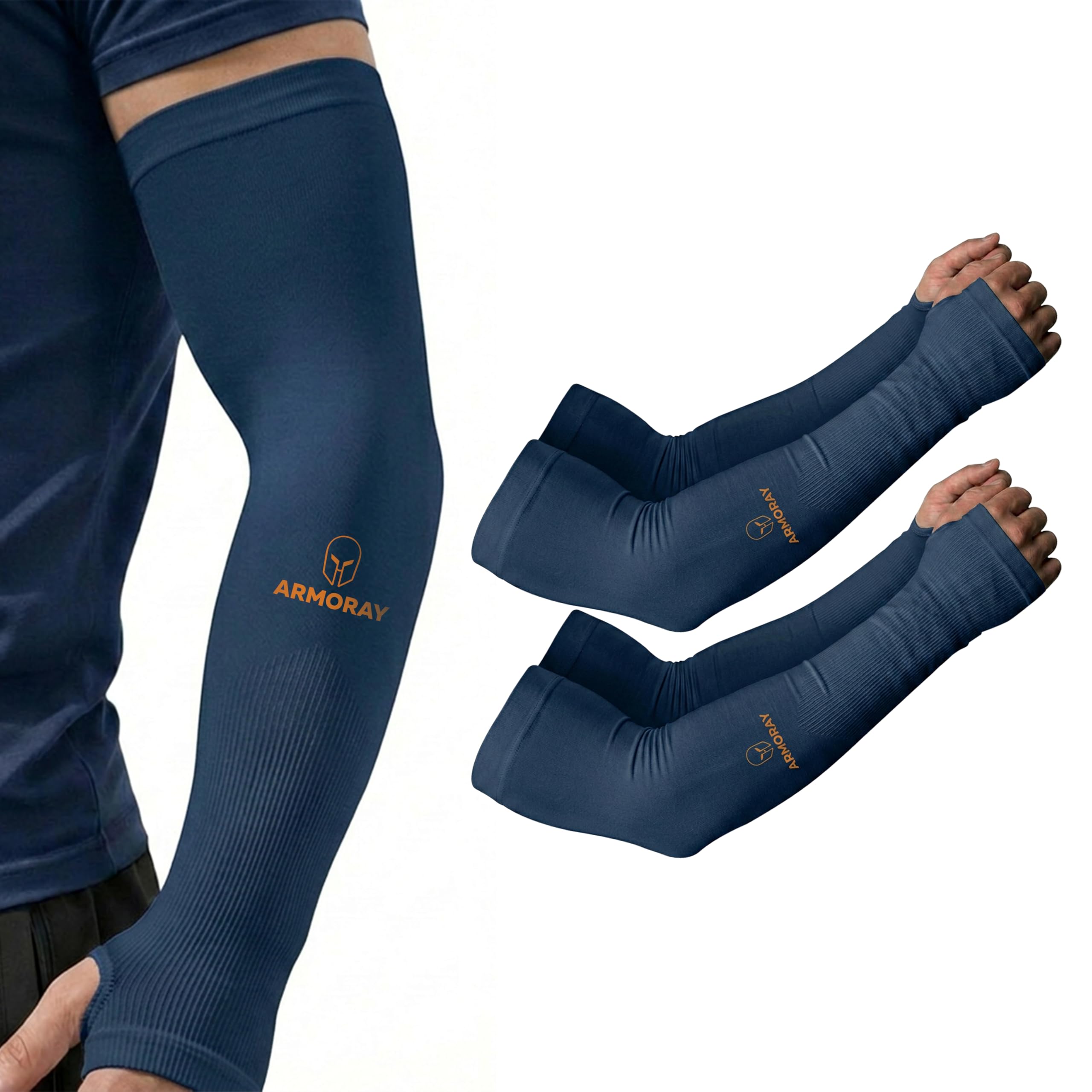 ARMORAY Arm Sleeves for Men and Women - UV Sun Protection Cooling Compression - Tattoo Cover Up Sleeve for Daily Wear &amp; Work