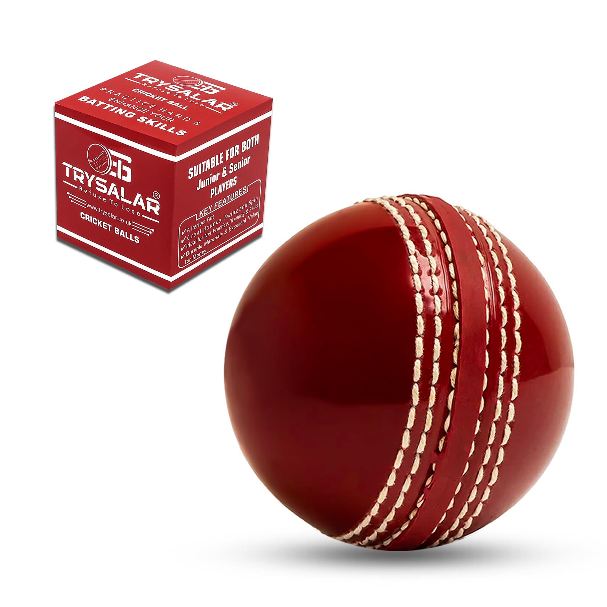 Balle de cricket en caoutchouc souple et sûre pour l'entraînement, le coaching, la pratique, excellent rebond avec coutures traditionnelles durables cousues pour les compétences intérieures et extérieures, les enfants et les jeunes