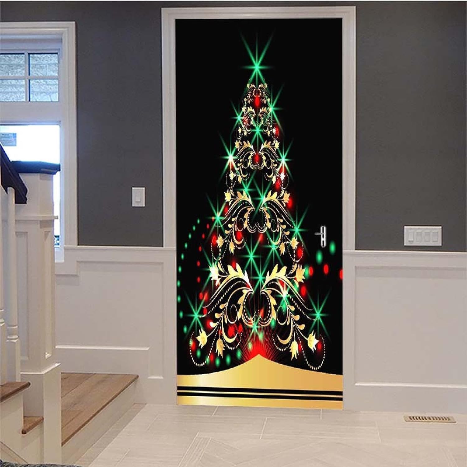 Adesivo Per Porta 3D 'Albero Di Vite Verde' 80x200 Cm: Carta Da Parati Rimovibile Effetto Naturale - 2