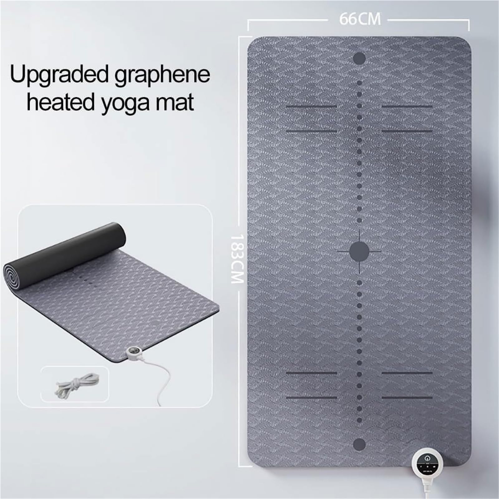 Tappetino yoga riscaldato elettrico, tappetino yoga antiscivolo for l'inverno, tappetino for esercizi morbido in TPE spesso 8 mm, tappetino yoga caldo for allenamento fitness, temperatura 10-60 ℃