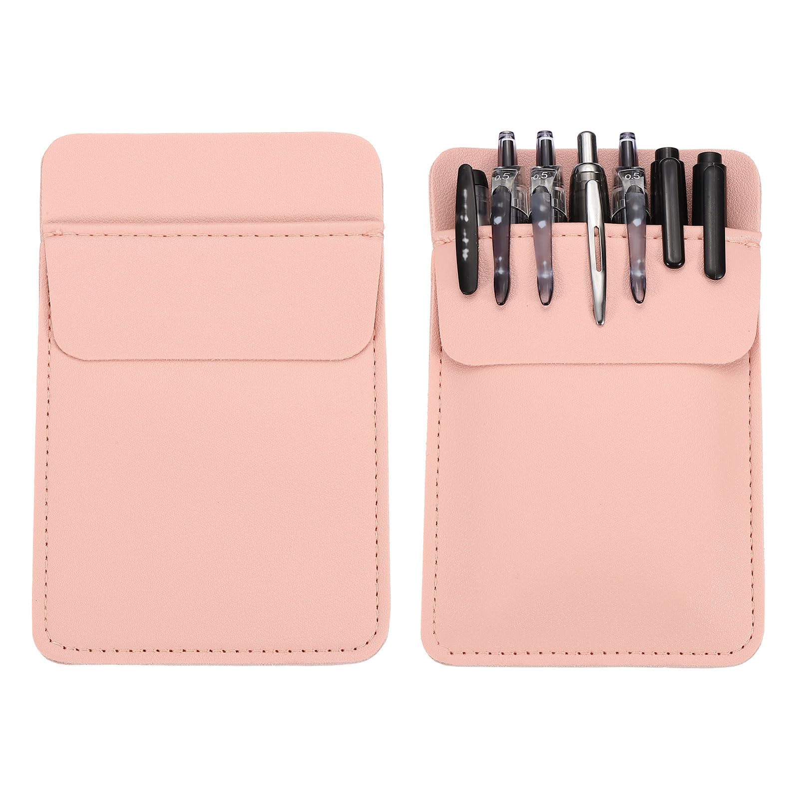 PATIKIL 2 Pack Leather Pocket Protector, Large Widened Pen Pocket Protector Pen Holder Organizer Pouch Pencil Sleeve for Heavy Duty Shirts Lab Coats Pointers Office Notes Card, Pink