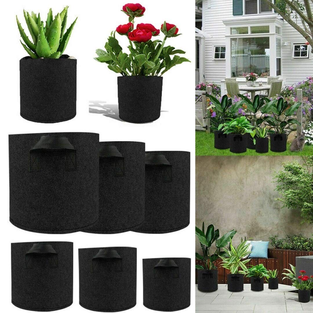 5 Paquetes de Bolsas de Cultivo de Planta 3/5/7/10 Galón Bolsas de Cultivo de jardín Flor de hortalizas de macetas de macetas (Color : 10 Gallon)