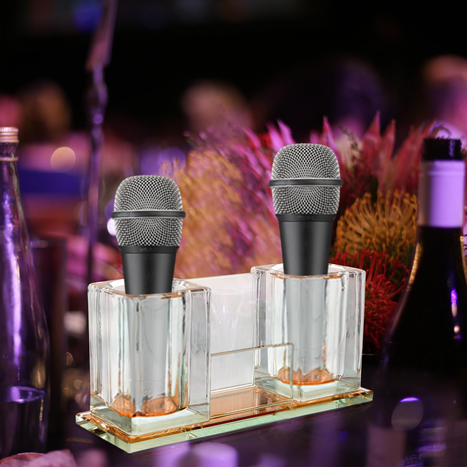 Supporto Microfono in Acrilico, Base da Tavolo per Wireless | Fondo Antiscivolo, Uso su Palchi e Broadcasting, Design Trasparente, Accessorio per Microfono