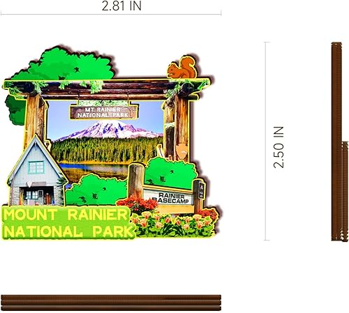 Miniatura 3 de Mount Rainier National Park Washington USA - Imán de madera 3D para nevera, viajes, recuerdos coleccionables, decoraciones artesanales hechas a mano