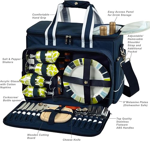 Miniatura 4 de Enfriador de picnic aislado con licencia oficial con servicio para 4, diseñado y ensamblado en los Estados Unidos