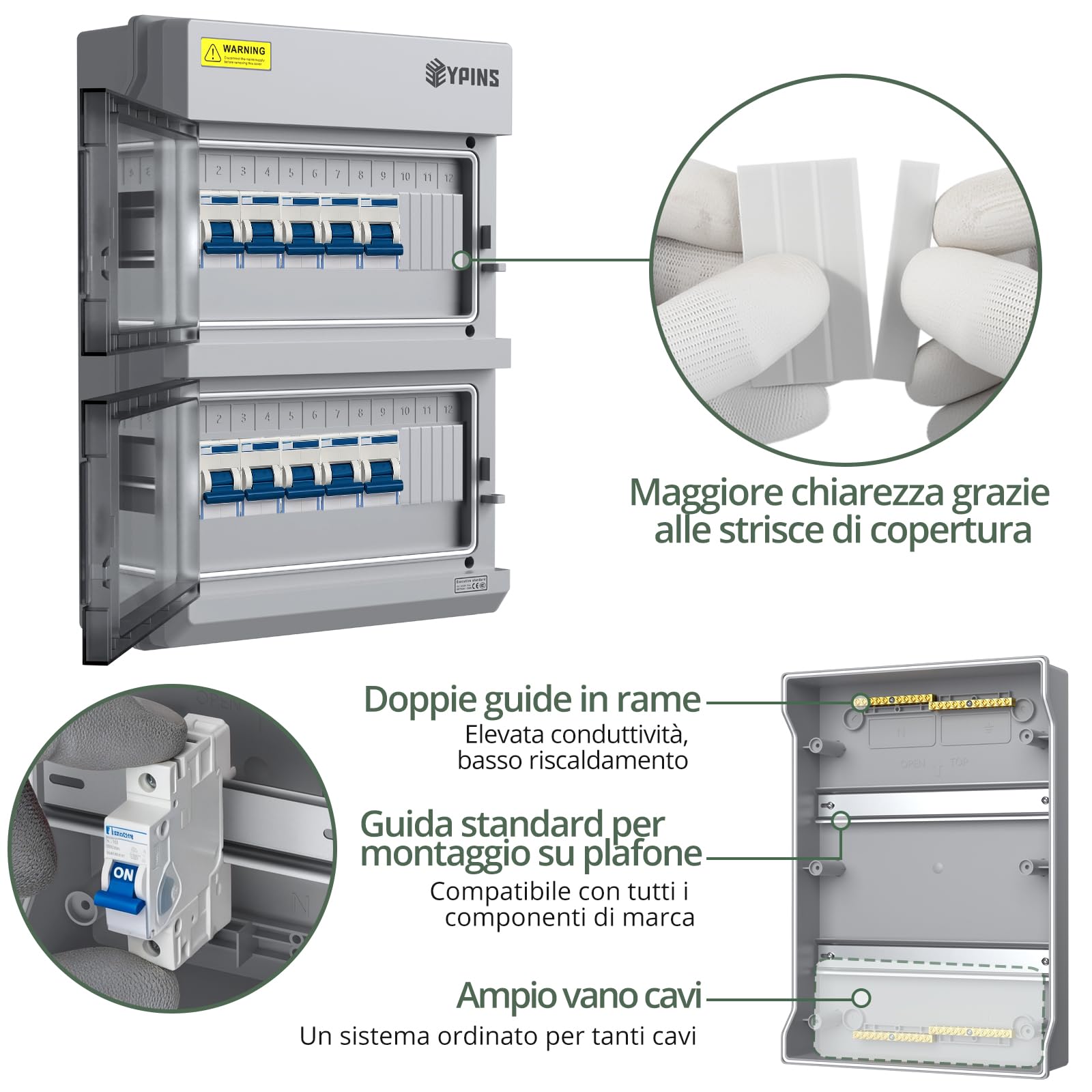 EYPINS Quadro Elettrico 24 Moduli e Coperchio