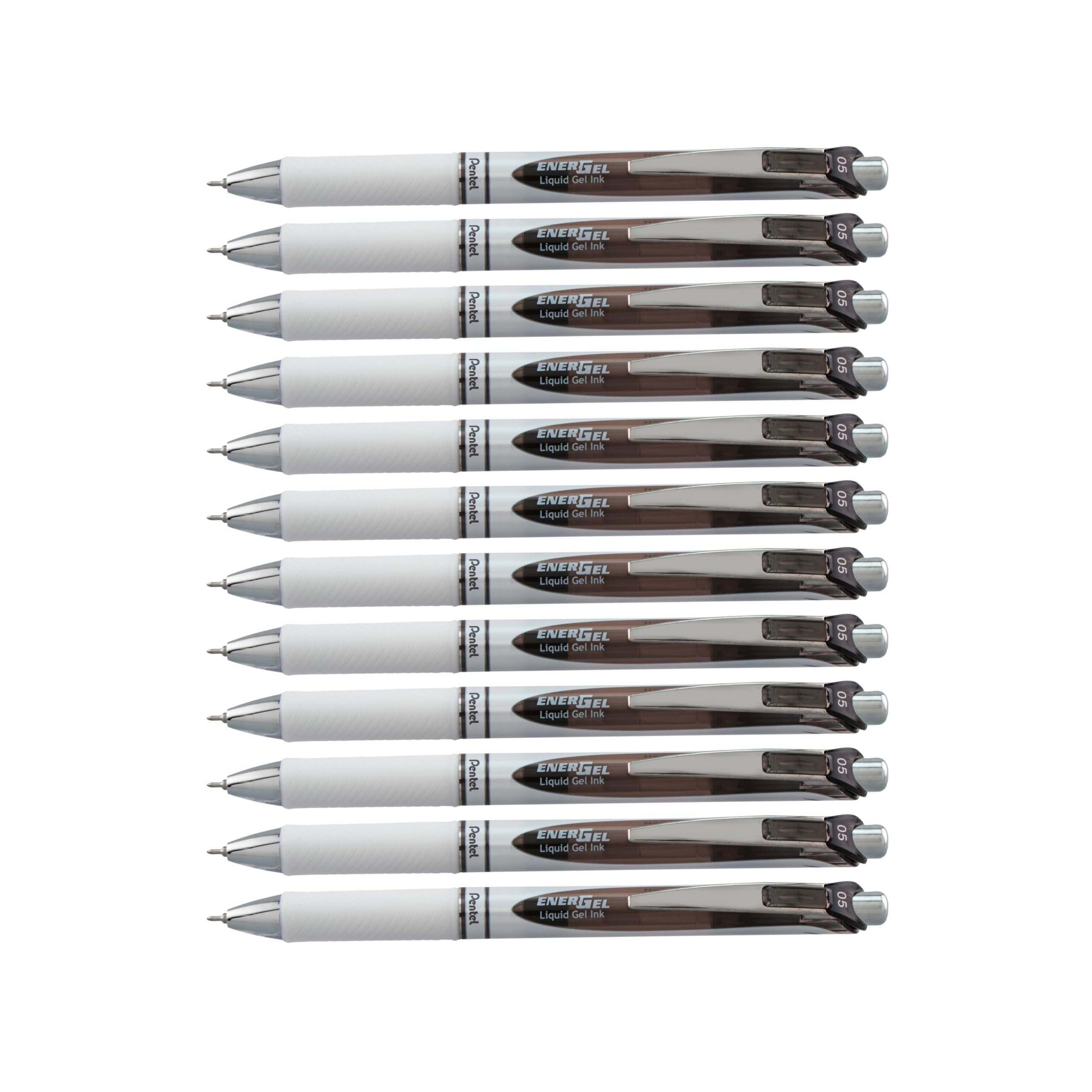 Pentel EnerGel Pearl RTX Gel Pen, (0.5mm), Fine Line, Needle Tip, Black Ink, Box of 12 (BLN75PW-A)