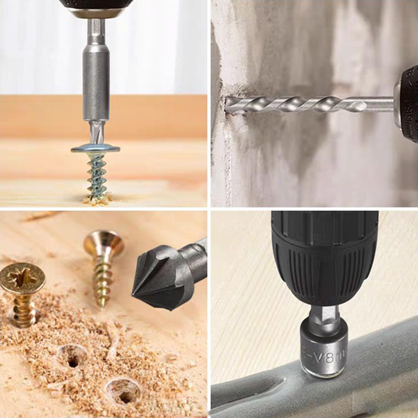 Set di Punte da Trapano in Metallo per Acciaio Kit Utensili Multifunzionale | Kit Punte Trapano per Calcestruzzo Per Falegnameria Lavorazione Metalli Bricolage Costruzione Montaggio