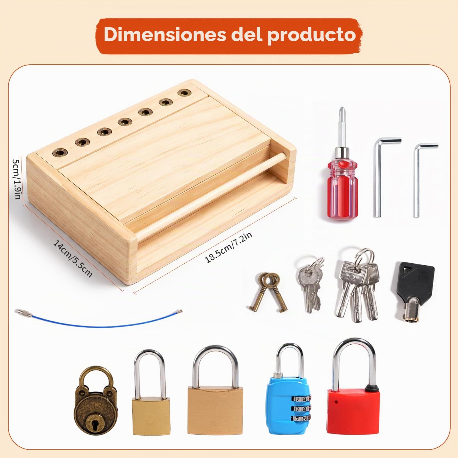 INIFEIDALA Juego de tablero de destornillador con cerradura y llave, juguetes Montessori para niños de 3, 4 y 5 años, herramientas educativas