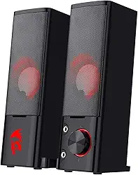 Redragon GS550 ORPHEUS PC Gaming Speakers, 2.0 canais estéreo desktop computador barra de som com tamanho compacto manobrável, conector de fone de ouvido, graves de qualidade e fundo