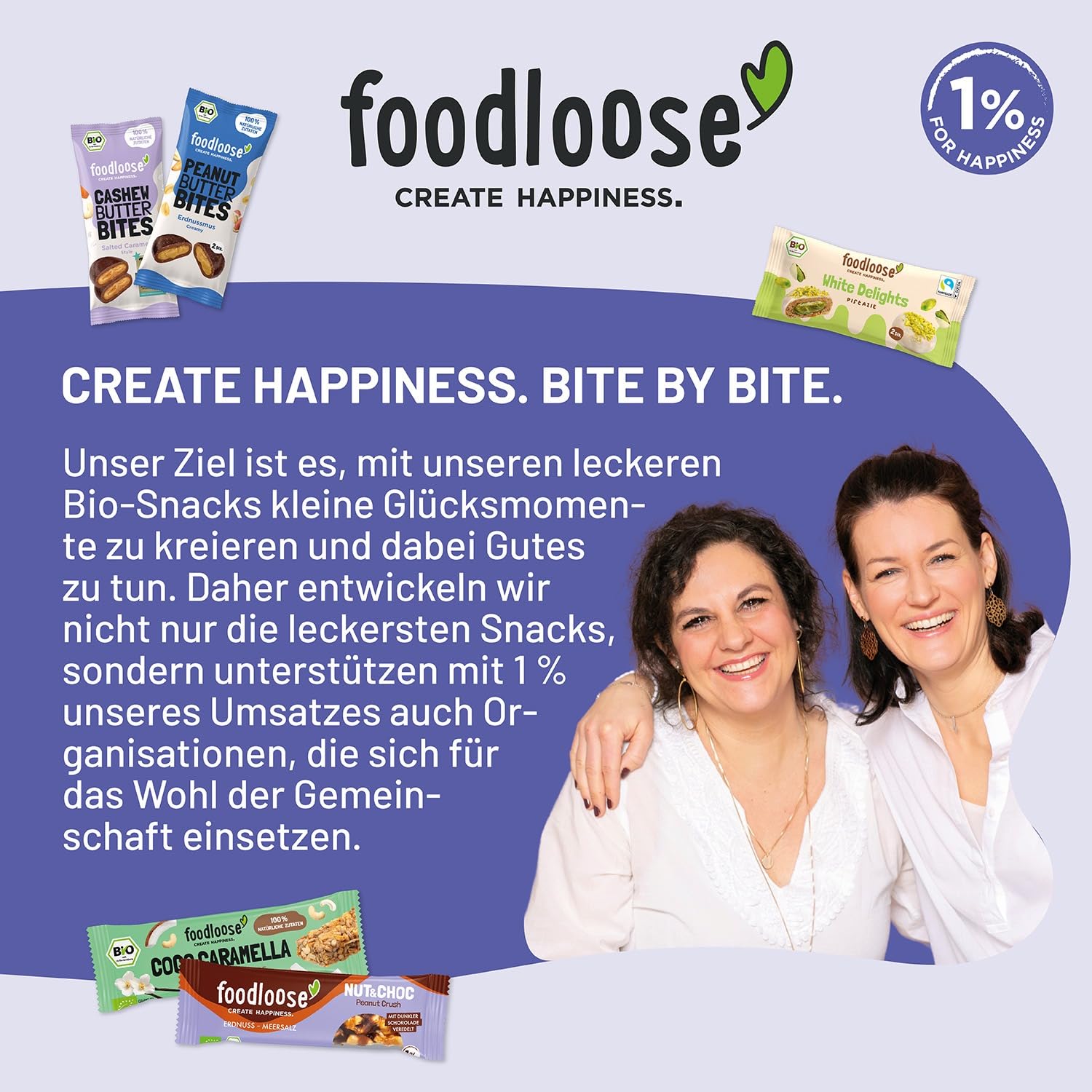 foodloose Choc Delights Peanut Caramel | Gefüllter Dattelsnack mit Erdnussmus Umhüllt von Dunkler Schokolade | Bio, Vegan, Glutenfrei & ohne Künstliche Zusätze | Vorteilspack (12 x 20g)
